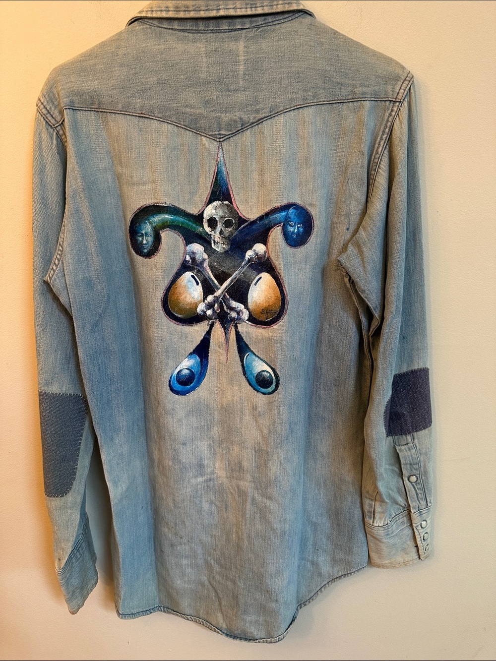 Vintage Wrangler Pearl Snap Shirt – Hand‑Painted Wearable Art by B. Goode